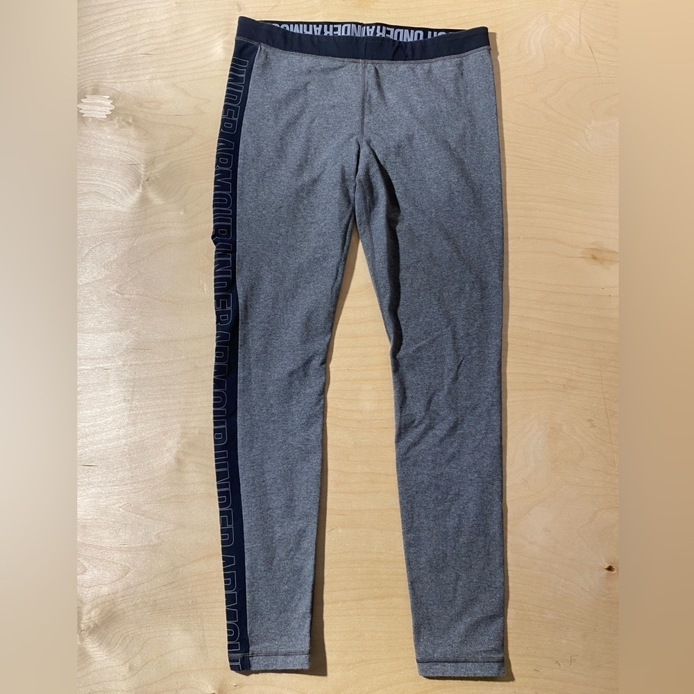 Under Armour Heather Gray Leggings with Black Trim Large (MD)